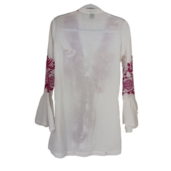 Steve Madden Retro Red Print Hippie Boho Lace Up Tunic Mini Dress Size M - Picture 5 of 10